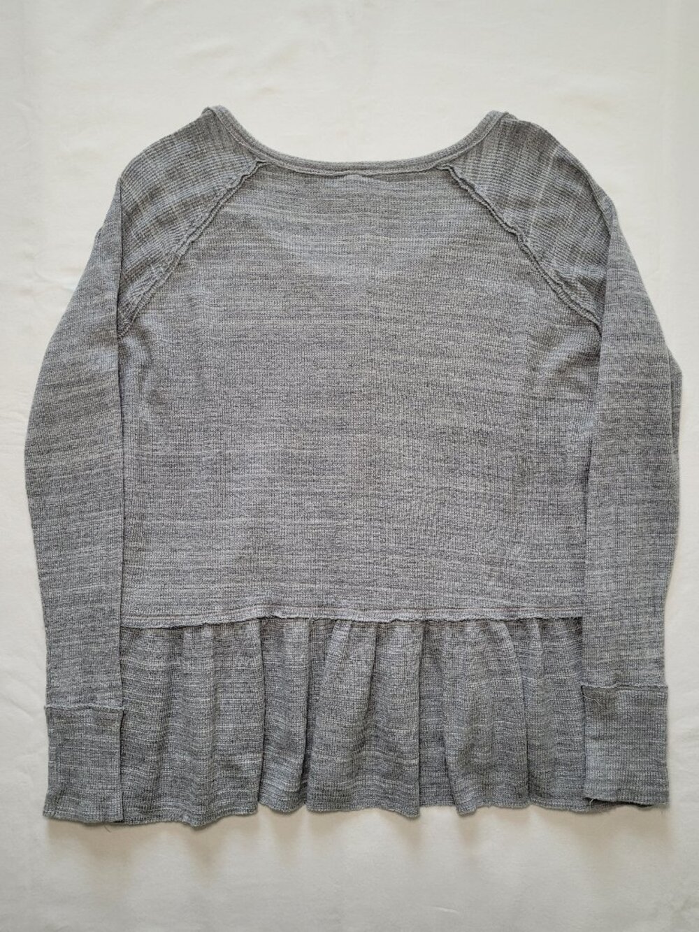 FP We The Free Coastline Waffle Knit Peplum Henley Top Thermal Gray XS Boho - Picture 8 of 9
